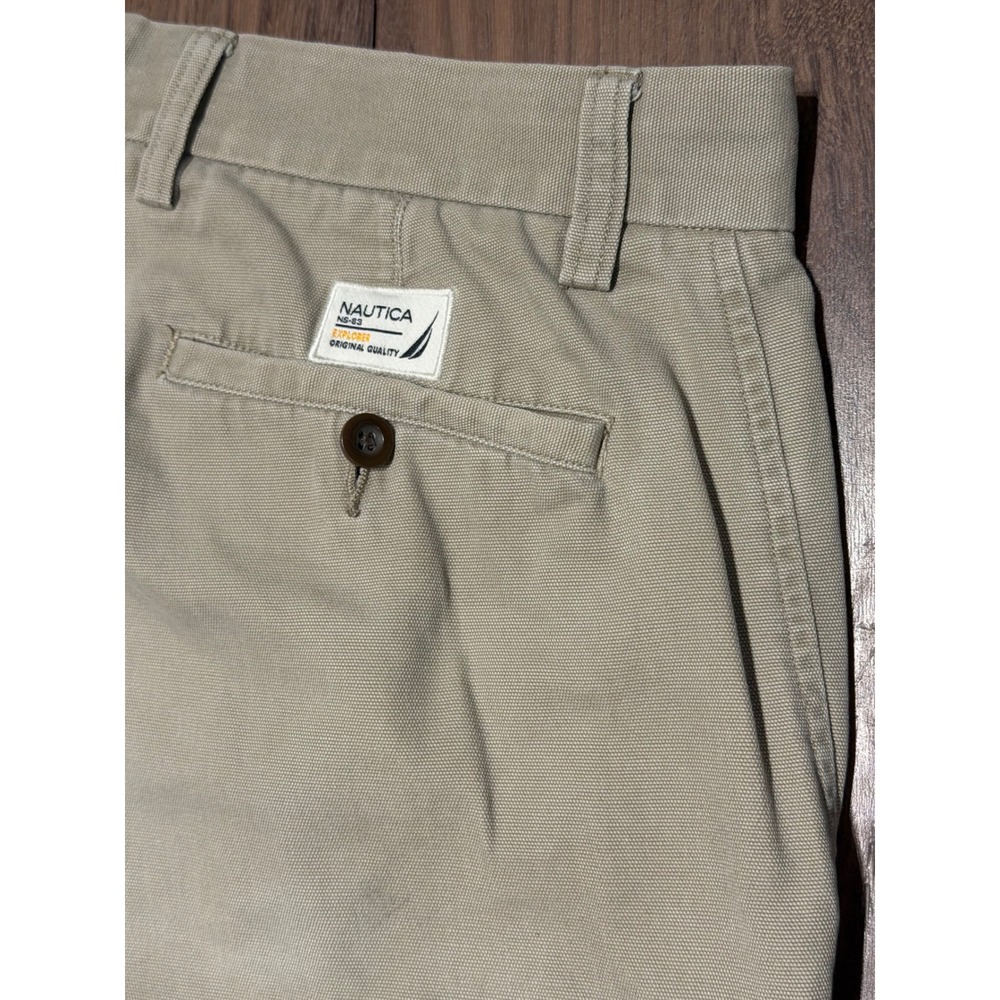 Nautica Explorer Mens Loose Fit Cargo Pants Tan Khaki Cotton Canvas 34x30 - Picture 3 of 11